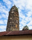 Antique pagodas is over rust tin roof. Royalty Free Stock Photo